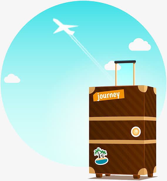 创意旅行飞机和行李箱