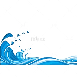 蓝色的江水浪花矢量素材