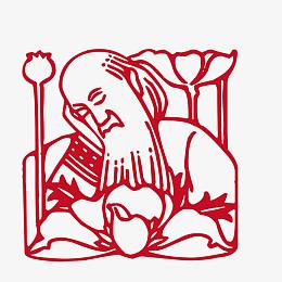 红色老人木刻版画