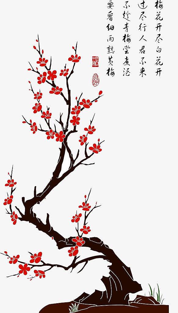 红色梅花树