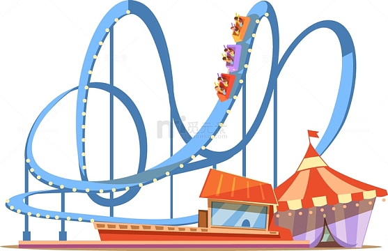 手绘游乐园过山车