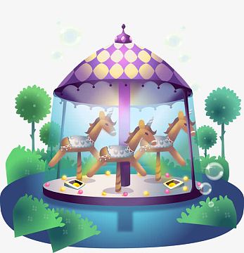 矢量卡通旋转木马素材_矢量卡通旋转木马图片元素-觅元素