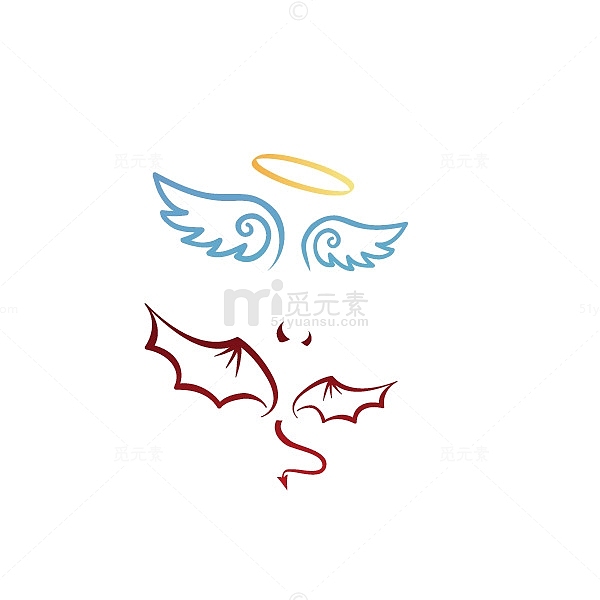 天使 翅膀 恶魔 线条 装饰图案