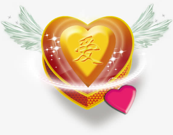 七夕情人节天使翅膀爱心背景ps