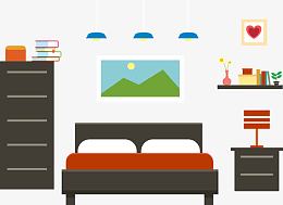 矢量图整洁的卧室