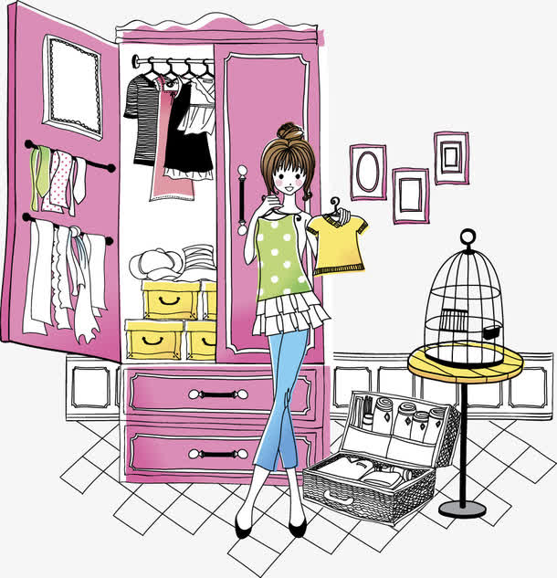 女生卧室矢量图