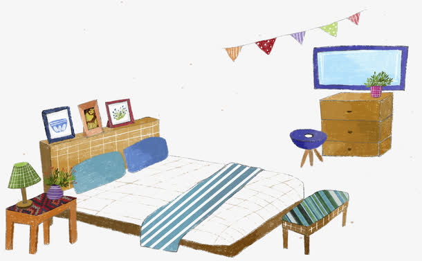 手绘卧室场景