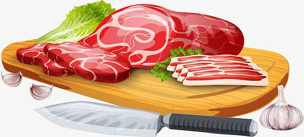 矢量肉制品aipng一块猪肉png矢量艺术食物肉块aipng矢量可爱猪肉图案