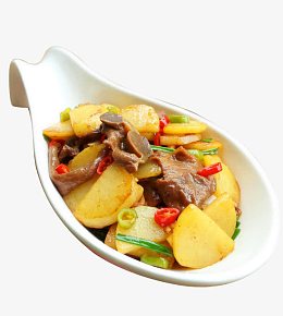 土豆片炒卤鸡胗