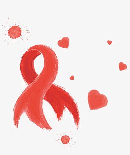 红色手绘丝带爱心装饰图案
