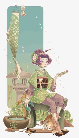 矢量和服少女