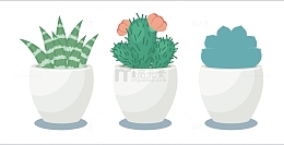矢量卡通盆栽植物
