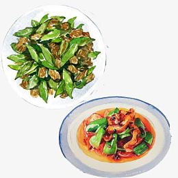 辣椒炒肉手绘色彩画