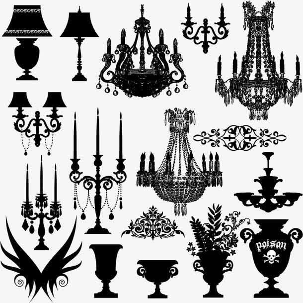 欧式家具灯饰摆设矢量素材