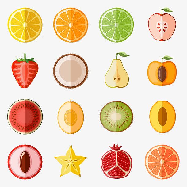 各种水果扁平化图标
