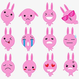 矢量可爱的兔子表情