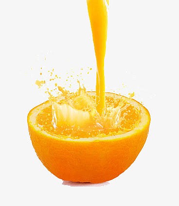 橙汁往半个橙子里面倒