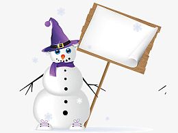 举着牌子的雪人