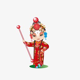 红色国风卡通装饰