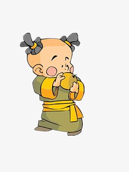 吃梨的小男孩