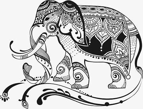 手绘大象图腾