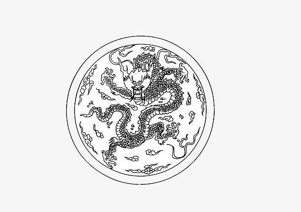 中国风黑白龙图腾器皿