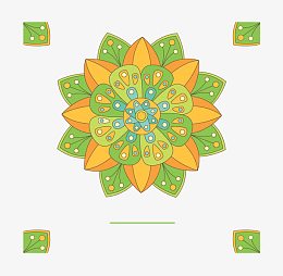 绿色宗教花朵图案