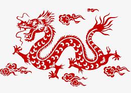 红色中国龙剪纸矢量素材