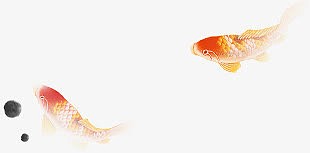 红色水彩金鱼创意