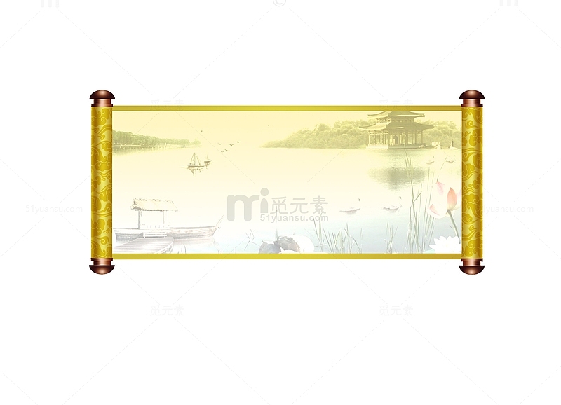禅意画轴促销海报