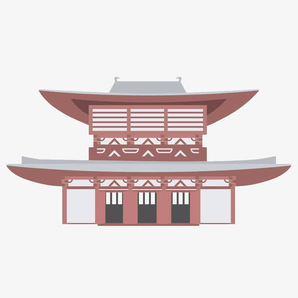 手绘红色寺庙