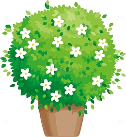 矢量卡通花草盆栽