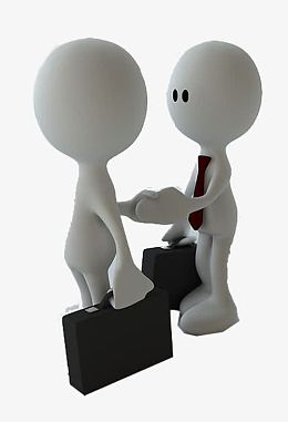 合作握手的3D概念小人