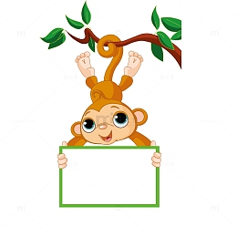 倒挂拿着公告牌的猴子