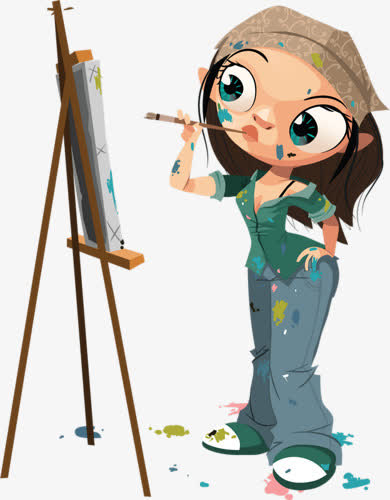 手绘美女画家