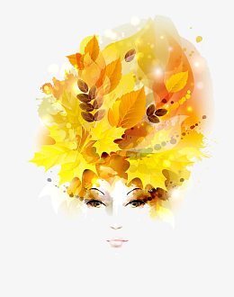 秋叶女人矢量创意设计