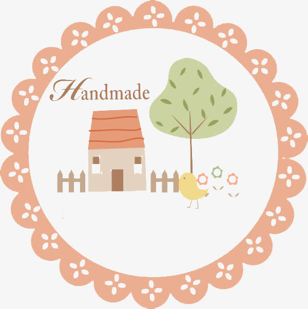 手绘圆形轮廓房子背景