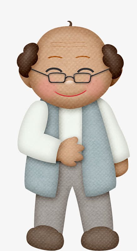 卡通秃头地中海老爷爷造型