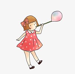 吹气球的小女孩