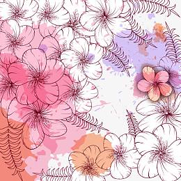 彩绘花卉背景生日贺卡矢量素材