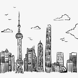 手绘矢量上海市