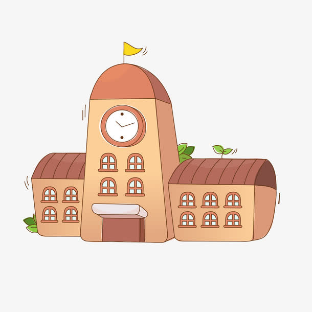 卡通棕色建筑大楼