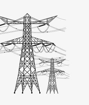 高压电电线杆线稿素材