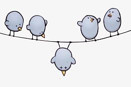 卡通站在电线上的小鸟