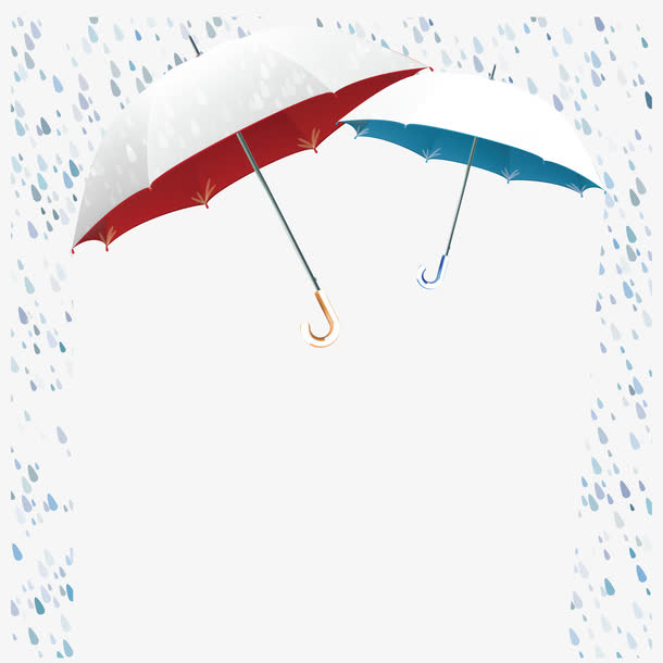下雨天红色的雨伞和蓝色的雨伞免抠素材免费下载_觅元素51yuansu.com