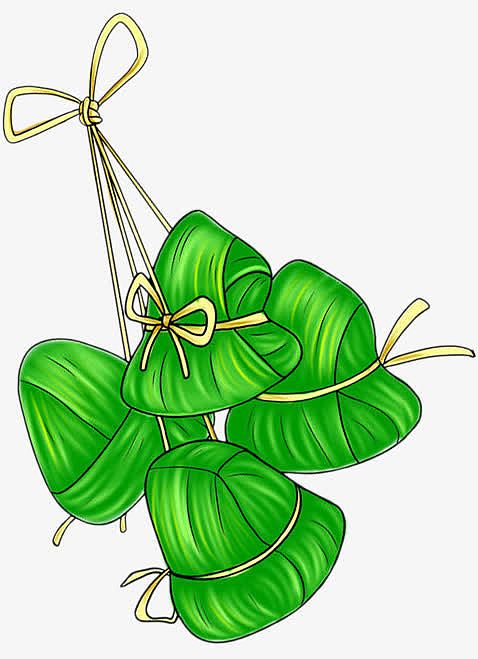 绿色艺术手绘粽子端午节日