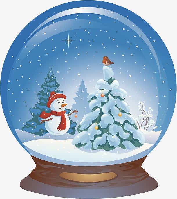 圣诞蓝色雪人水晶球