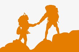 矢量登山者的剪影