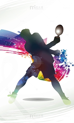 乒乓球人物运动剪影图片
