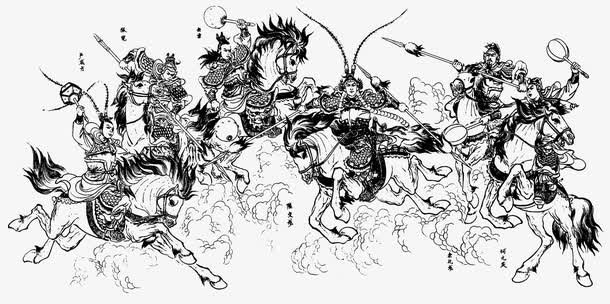 线描古代打仗